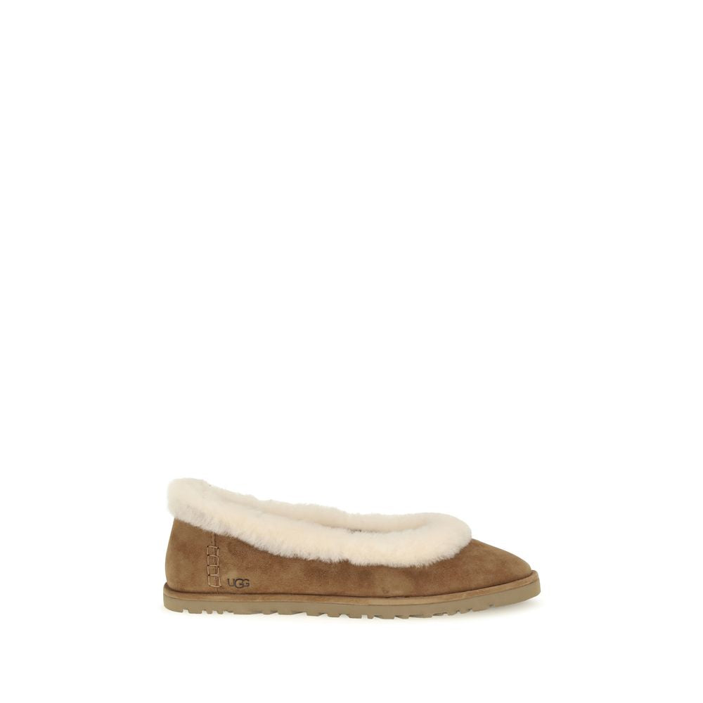 Beige Calf Leather Bos Taurus Ballet Flats