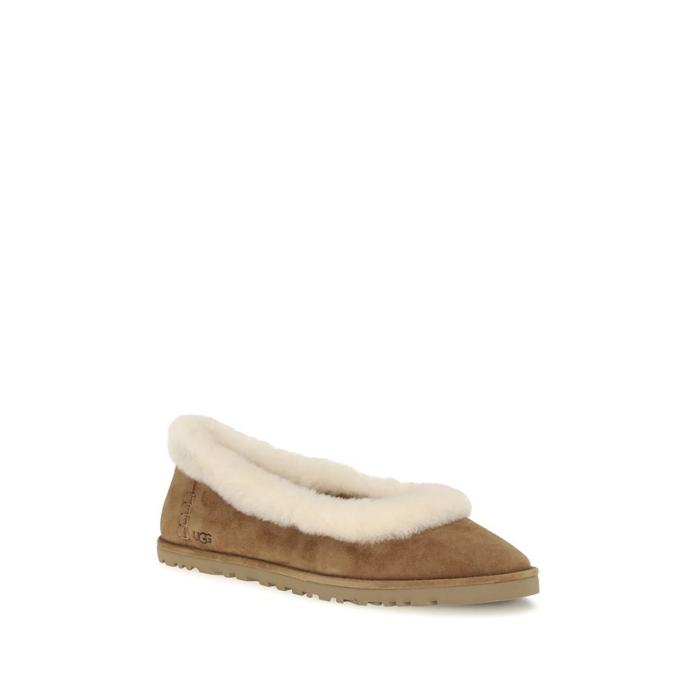 Beige Calf Leather Bos Taurus Ballet Flats