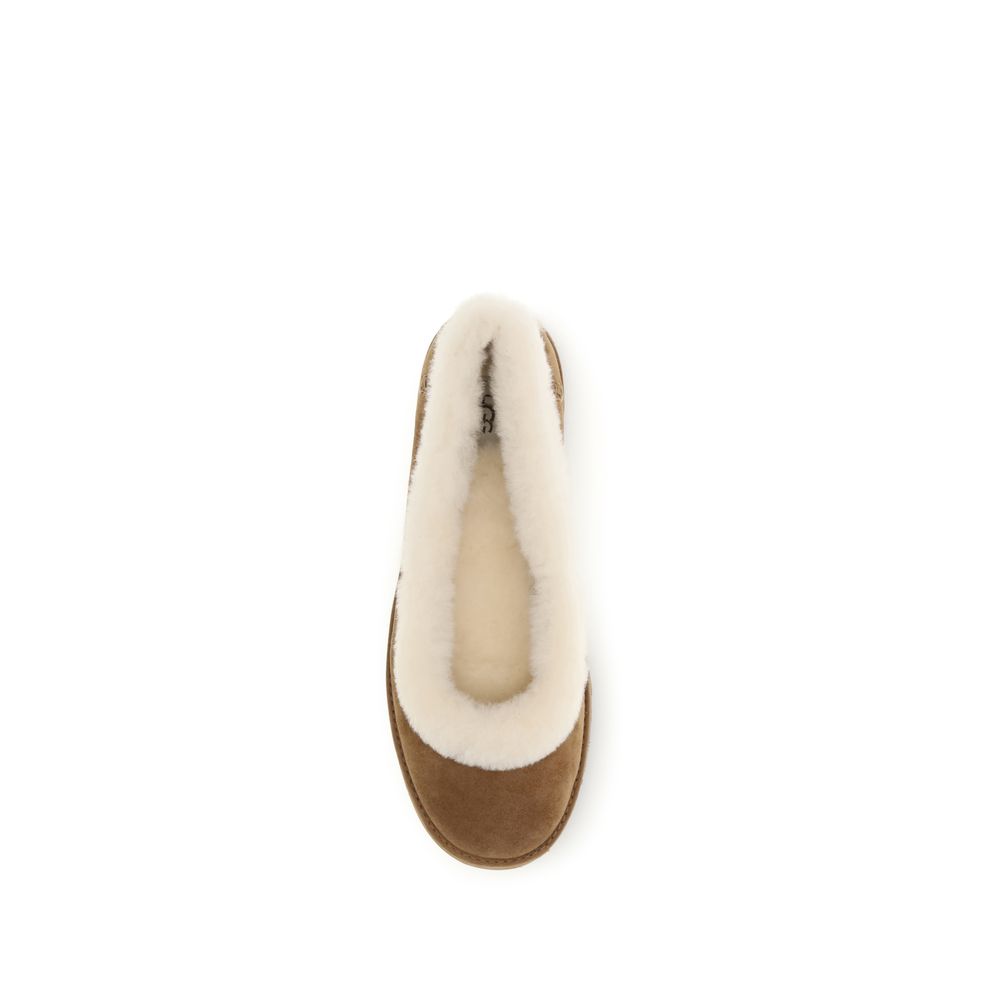 Beige Calf Leather Bos Taurus Ballet Flats