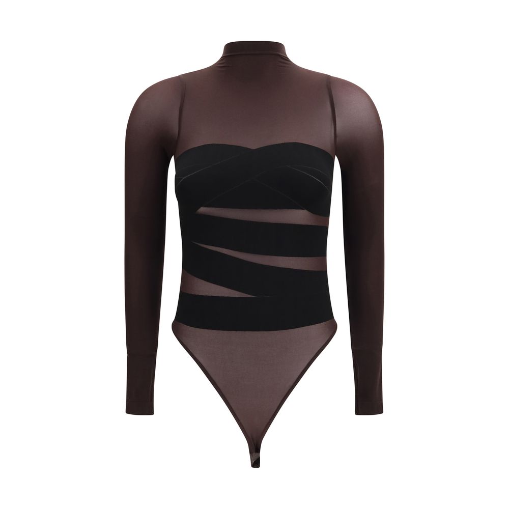 Brown Polyamide Bodysuit