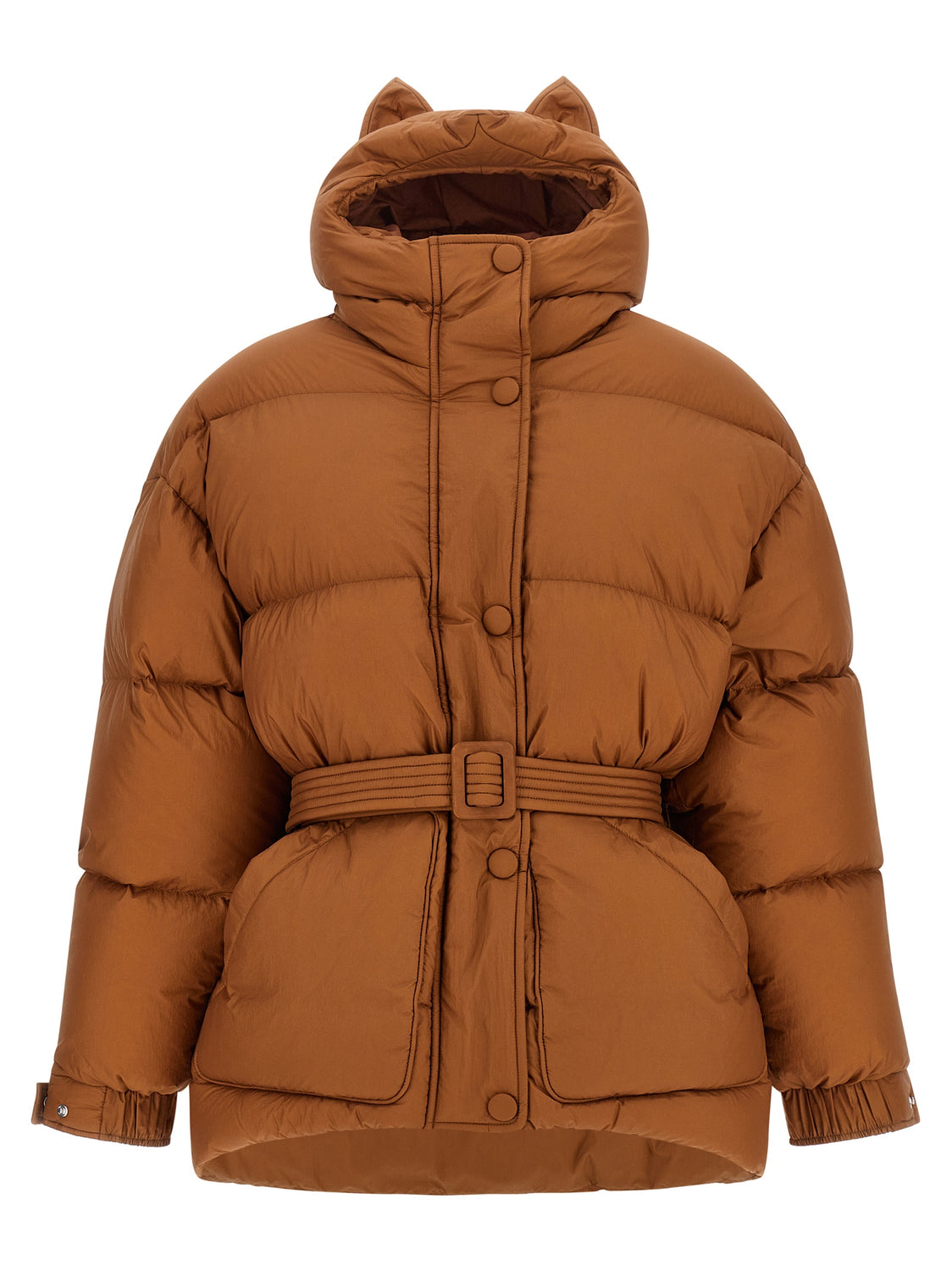 Brown Nylon Full-Length Jacket