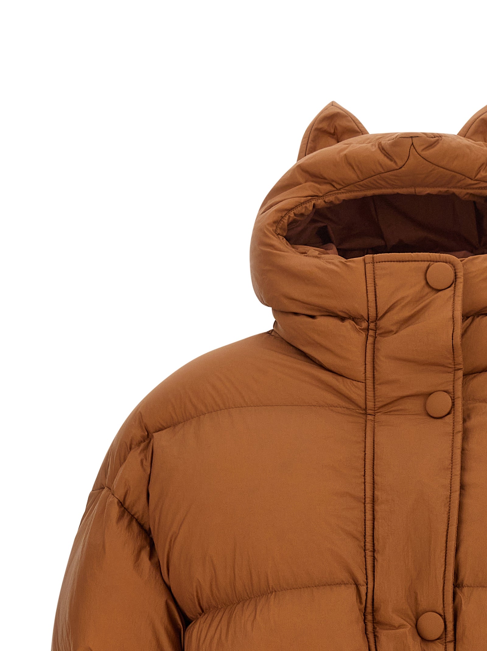 Brown Nylon Full-Length Jacket