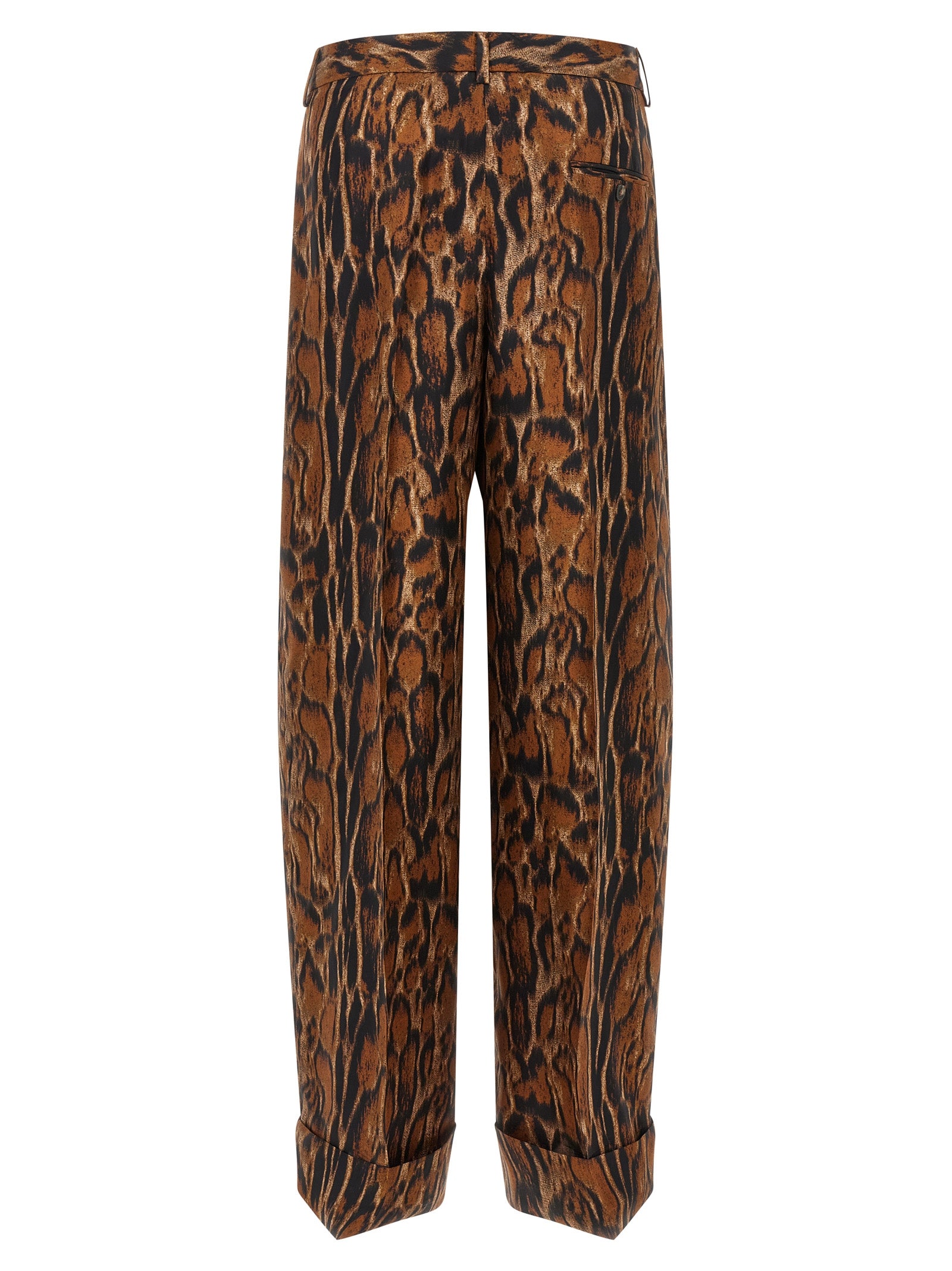 Brown Silk Casual Pants