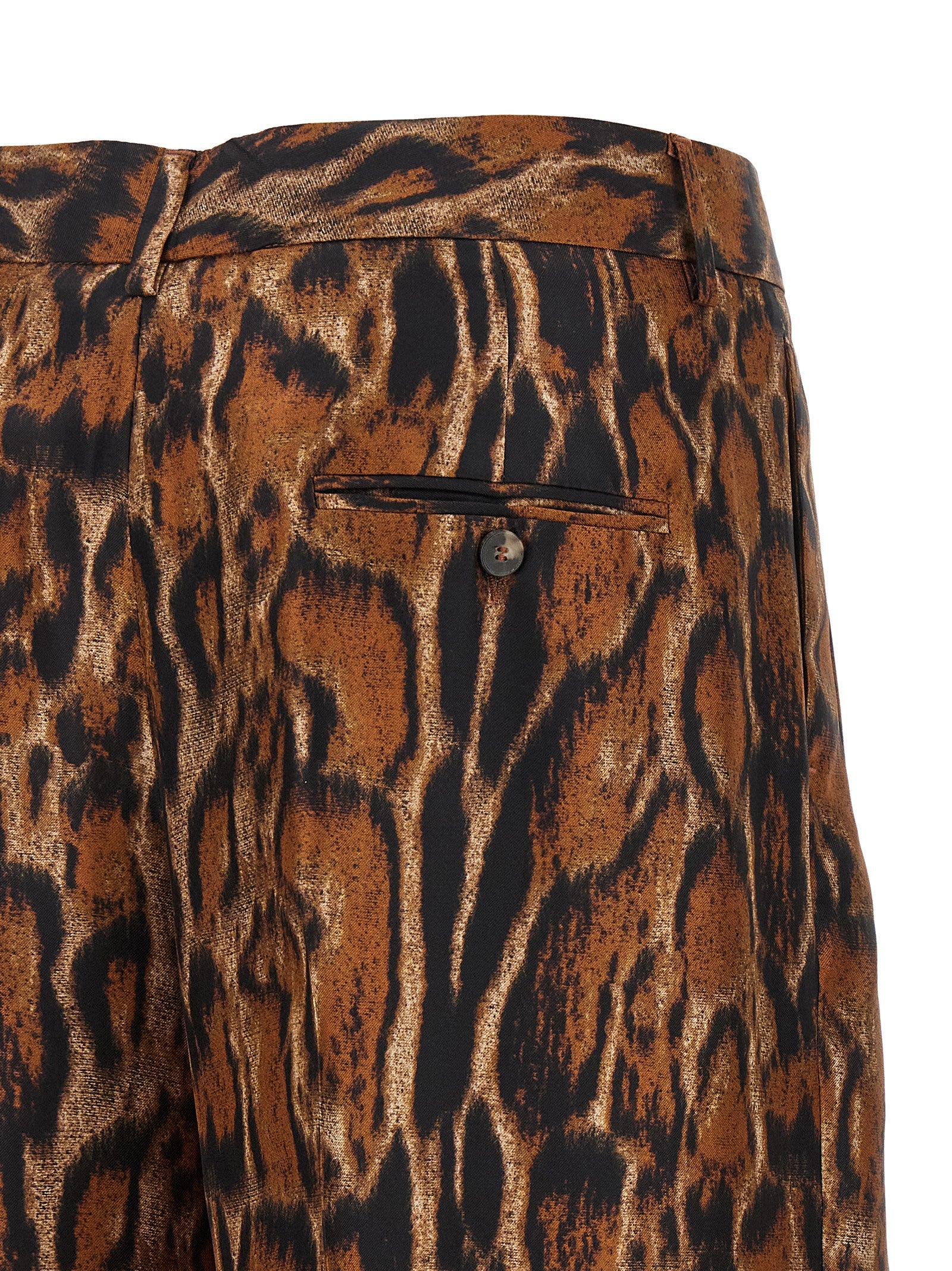 Brown Silk Casual Pants