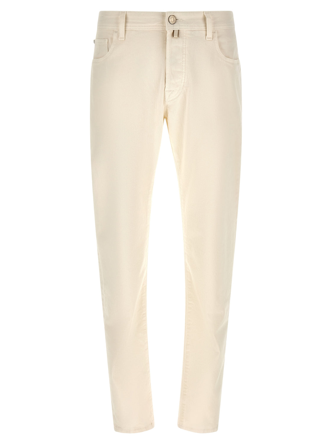 White Cotton Tapered Jeans