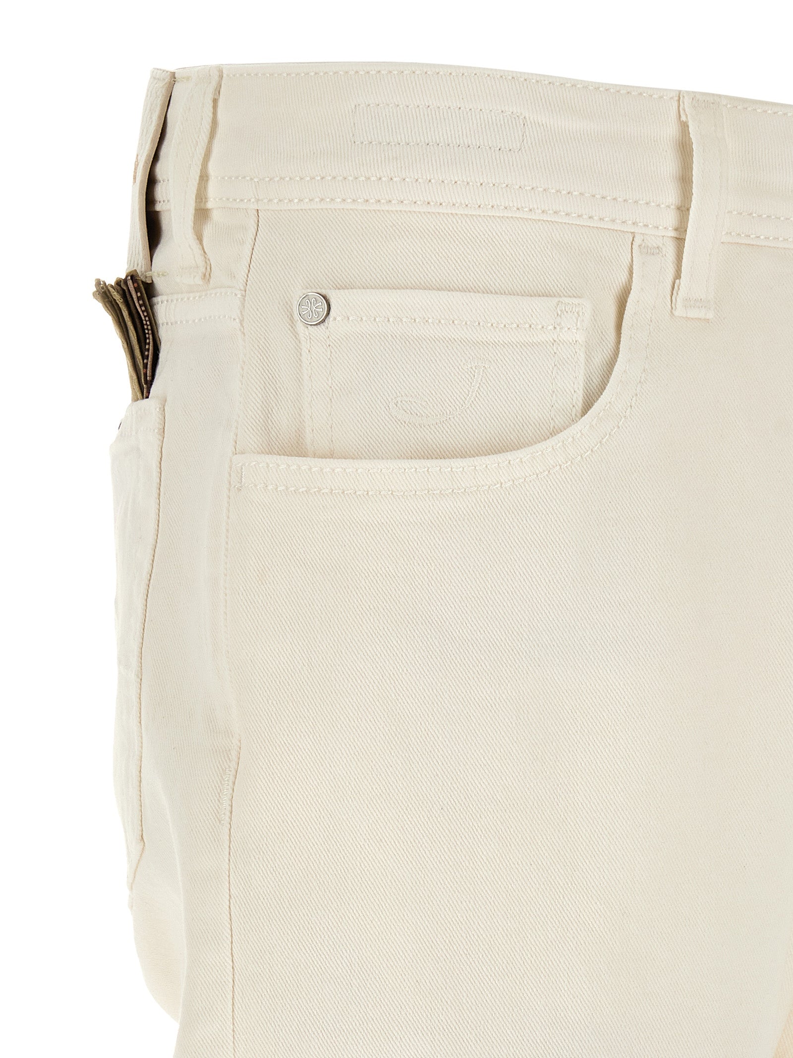White Cotton Tapered Jeans