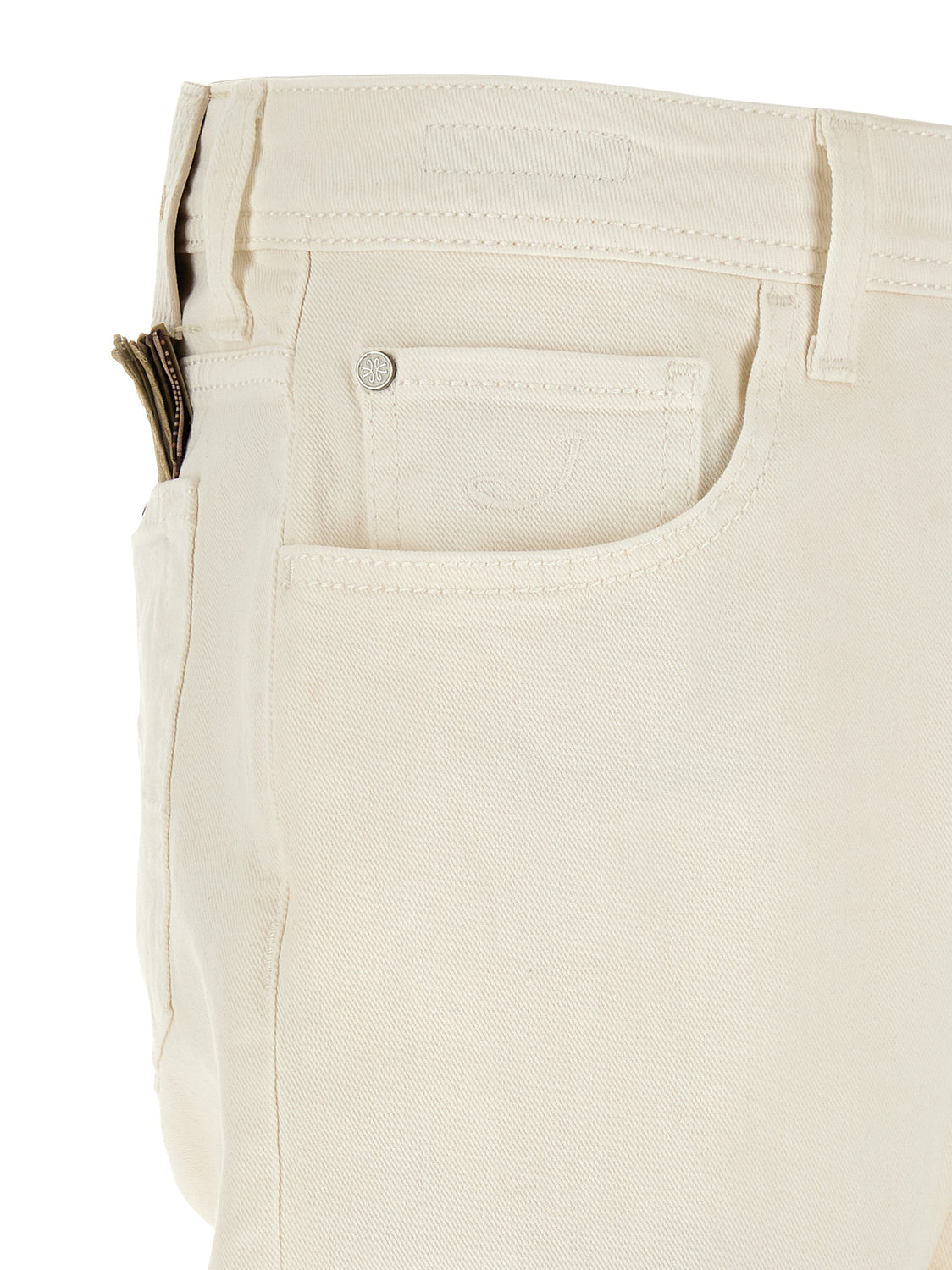 White Cotton Tapered Jeans