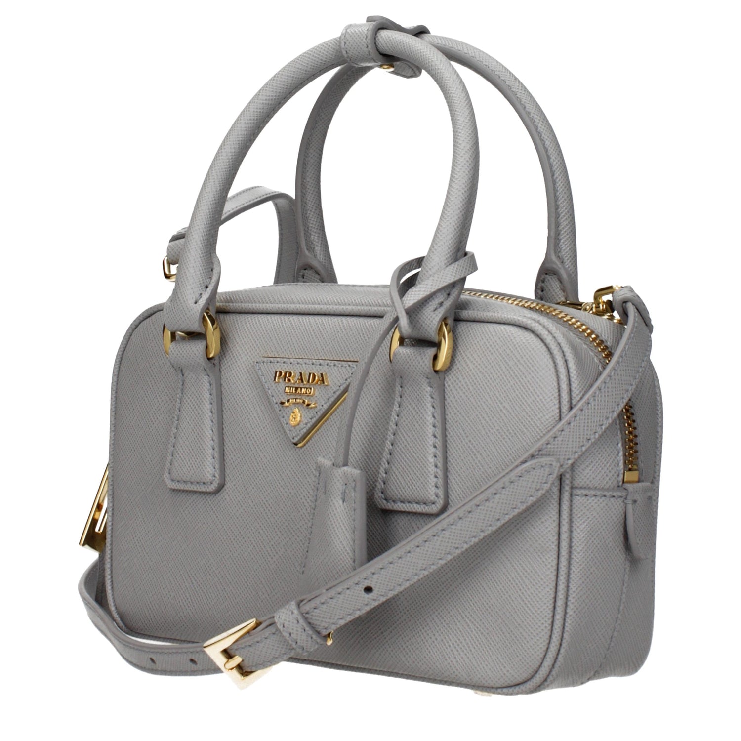 Gray Leather Handbag