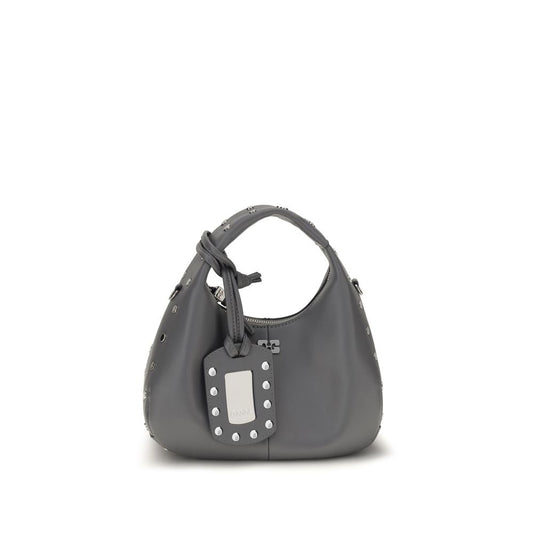 Gray Leather Shoulder Bag