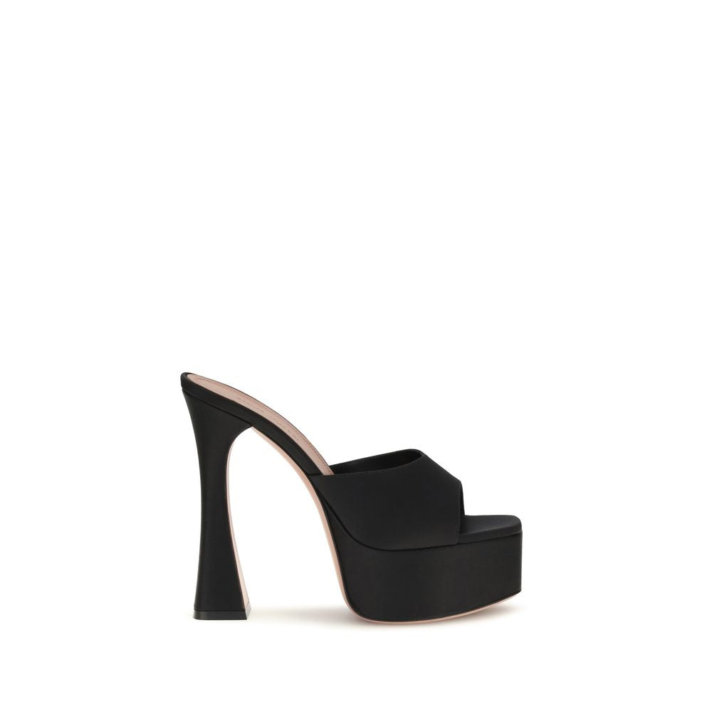 Black Calf Leather Bos Taurus Platform Sandals
