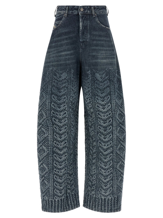 Blue Cotton High-Waisted Jean