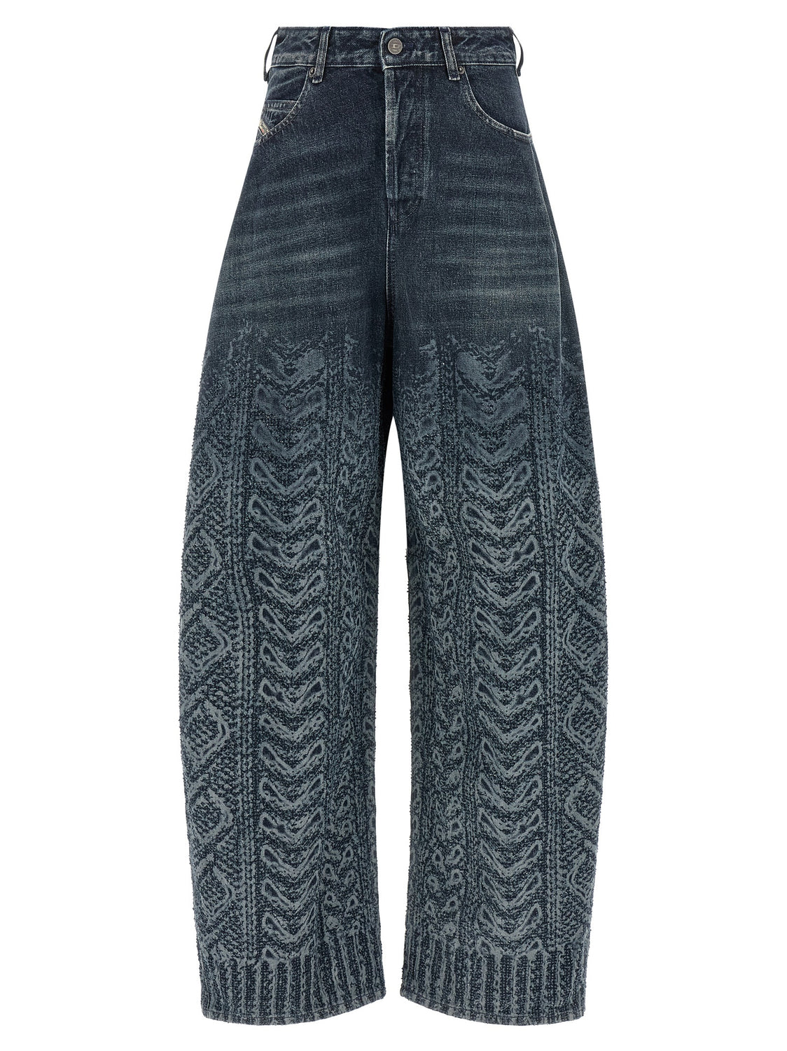 Blue Cotton High-Waisted Jean