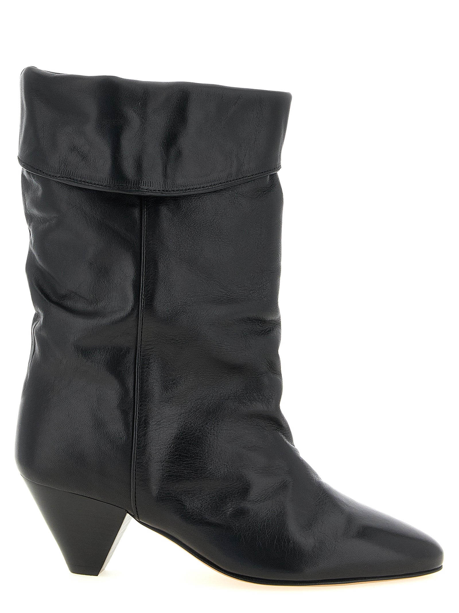 Black Cowhide Ankle Boots