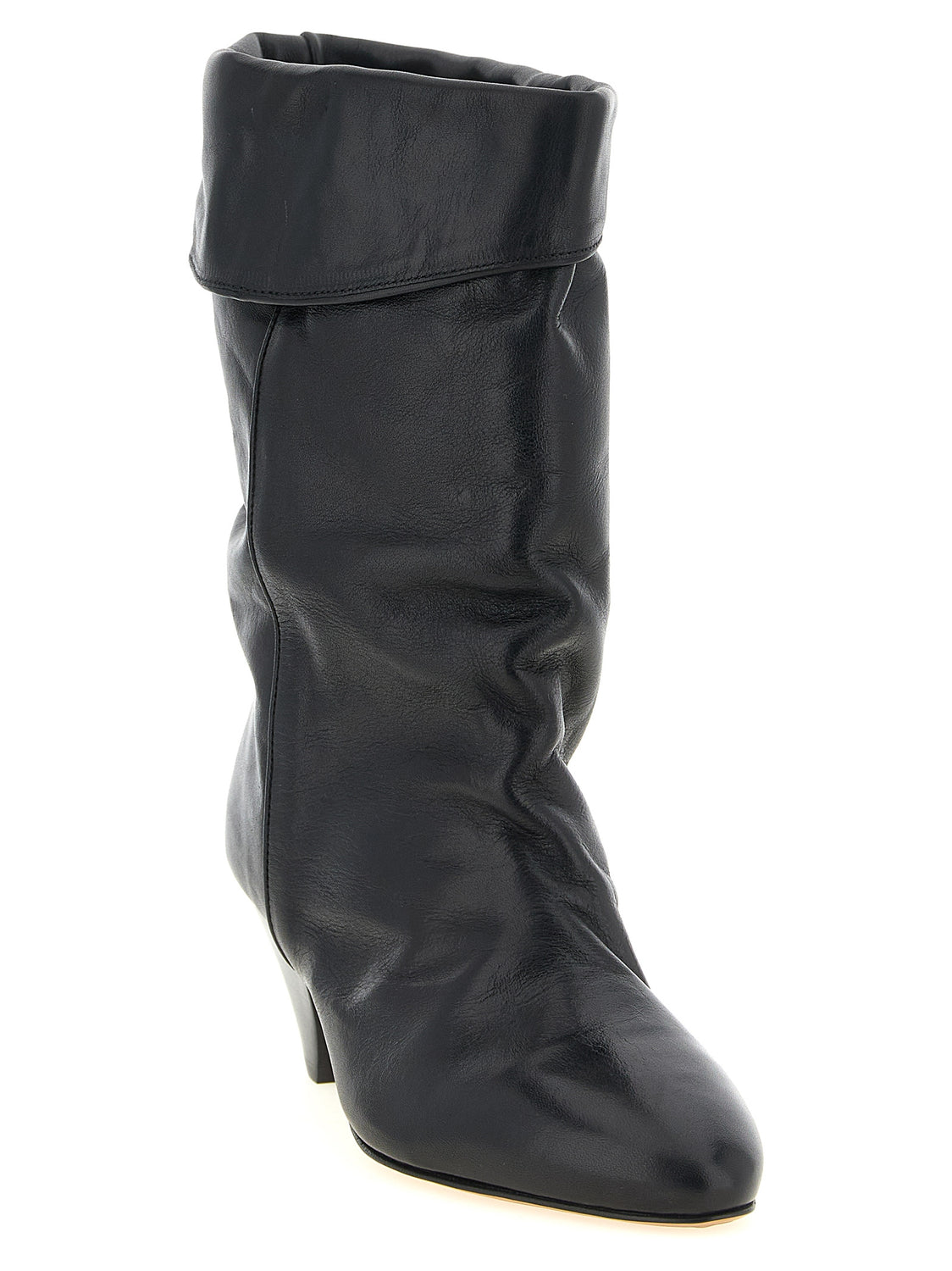 Black Cowhide Ankle Boots
