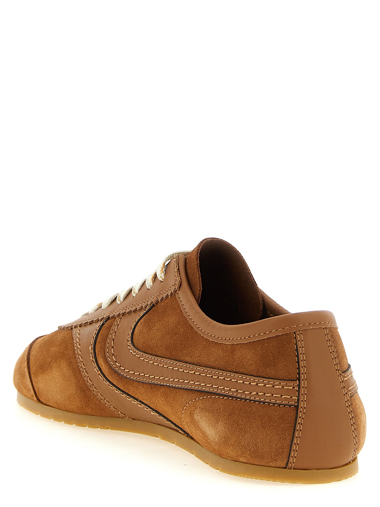 Beige Calfskin Low Top Sneakers