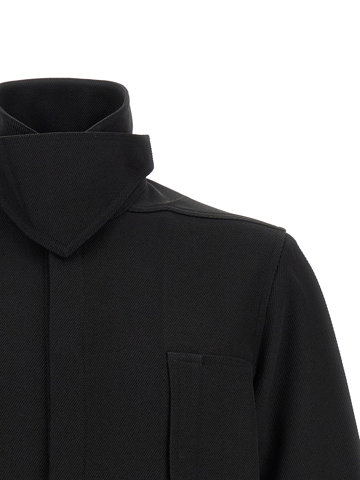 Black Cotton Full-Length Jacket