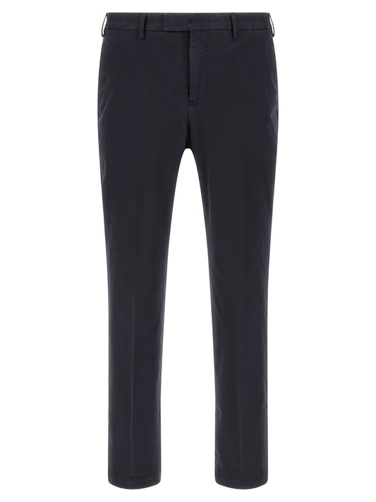 Blue Cotton Casual Pants