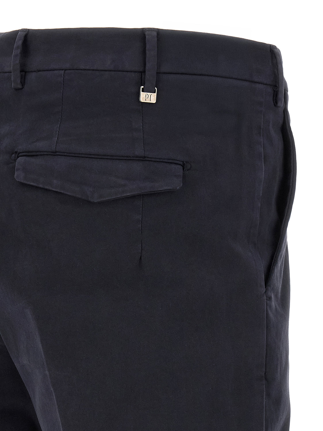 Blue Cotton Casual Pants