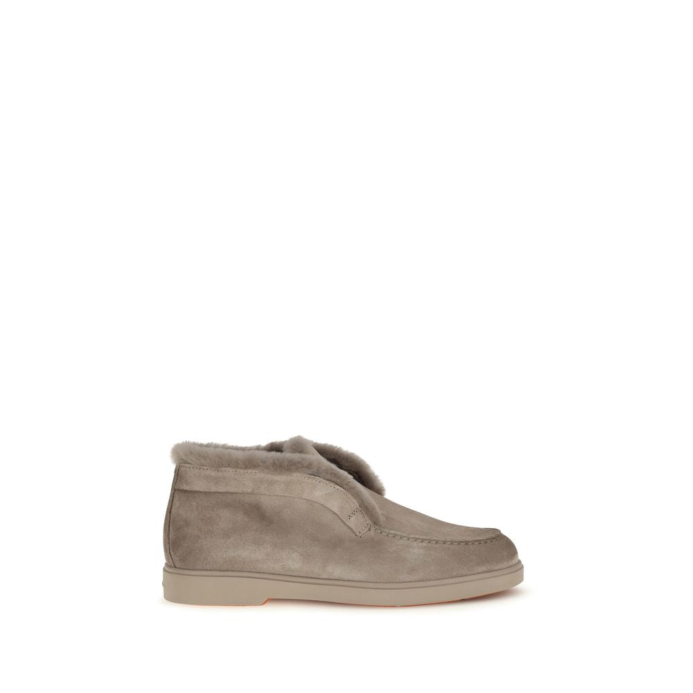 Beige Faux Fur Ankle Boots