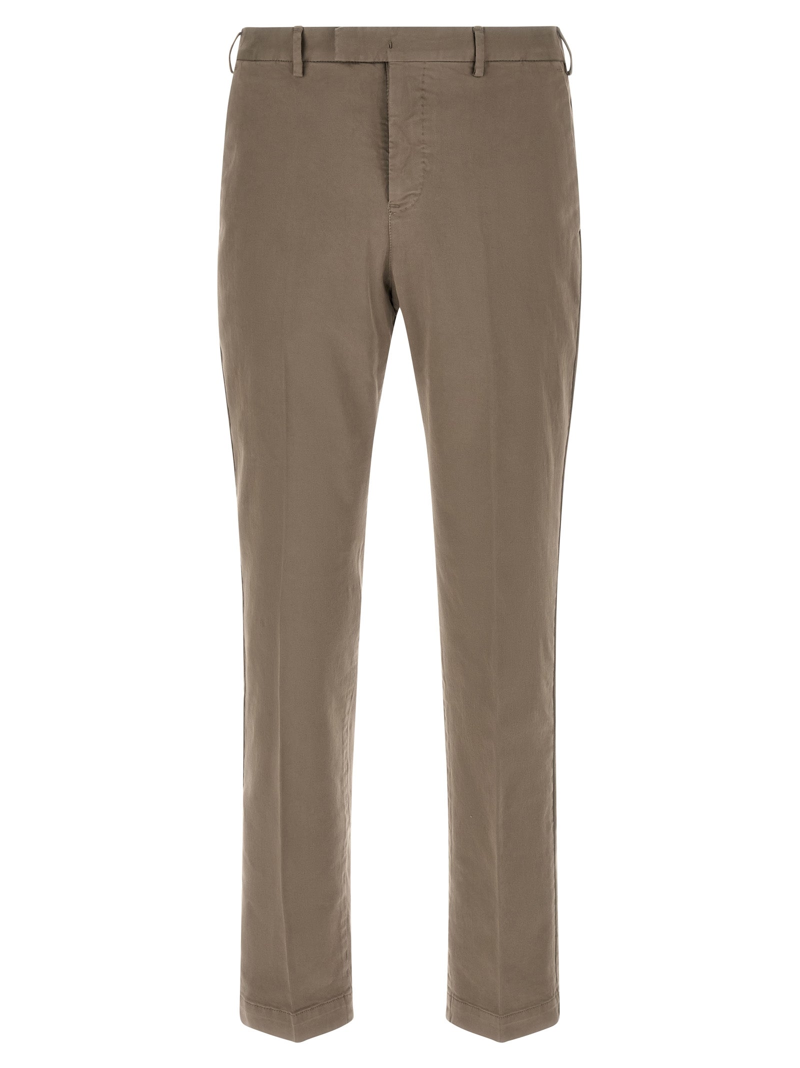 Beige Cotton Casual Pants