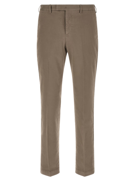 Beige Cotton Casual Pants