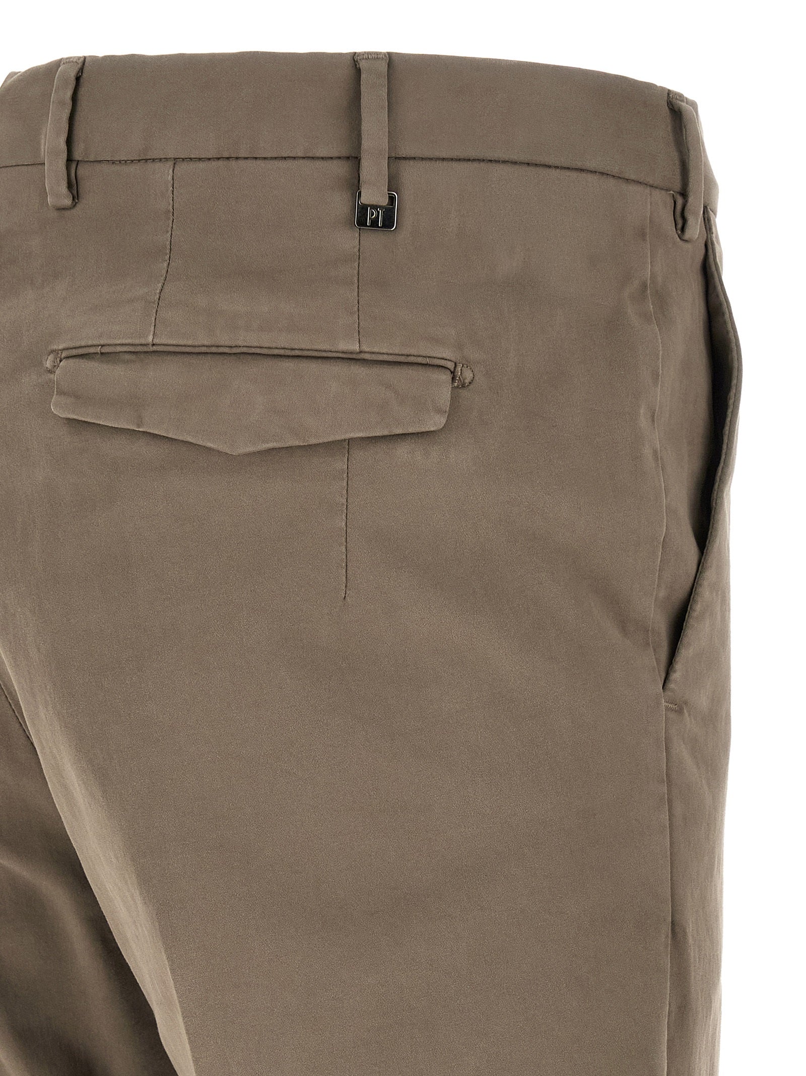 Beige Cotton Casual Pants