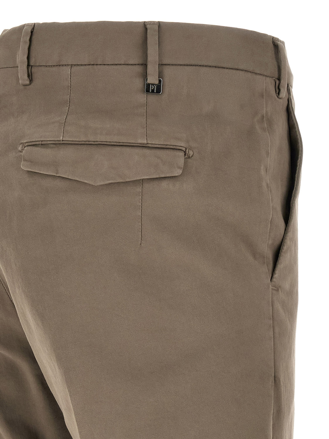 Beige Cotton Casual Pants