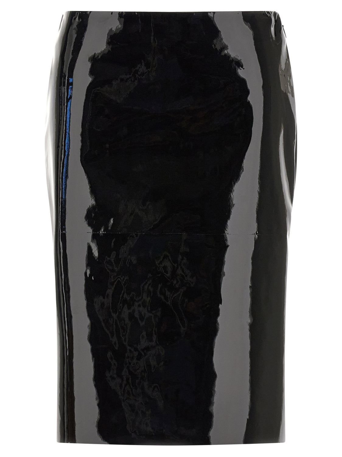 Black Lamb Leather Midi Skirt
