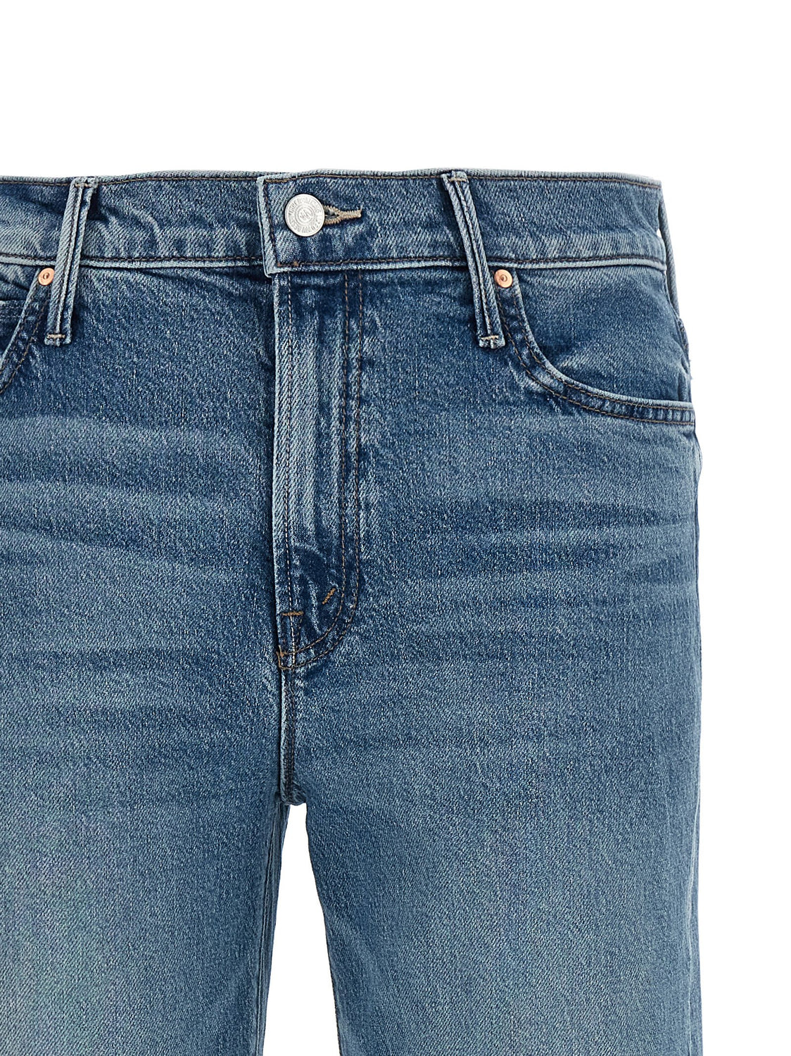 Blue Cotton Straight-Leg Jeans