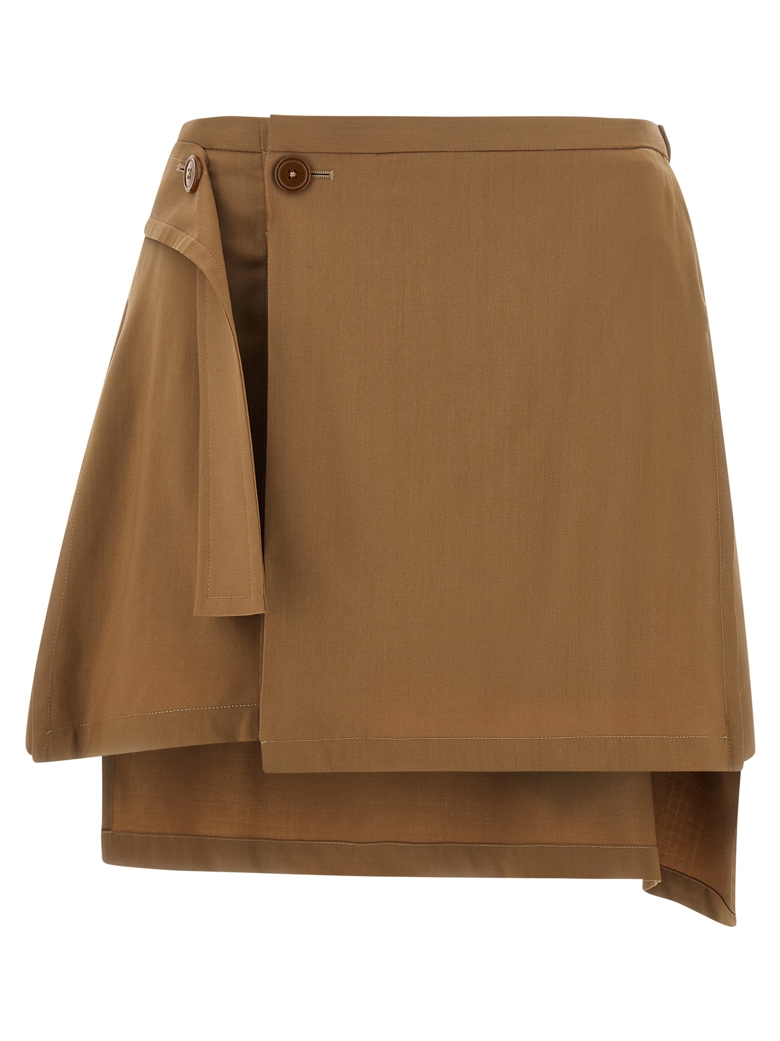 Brown Virgin Wool Long Skirt