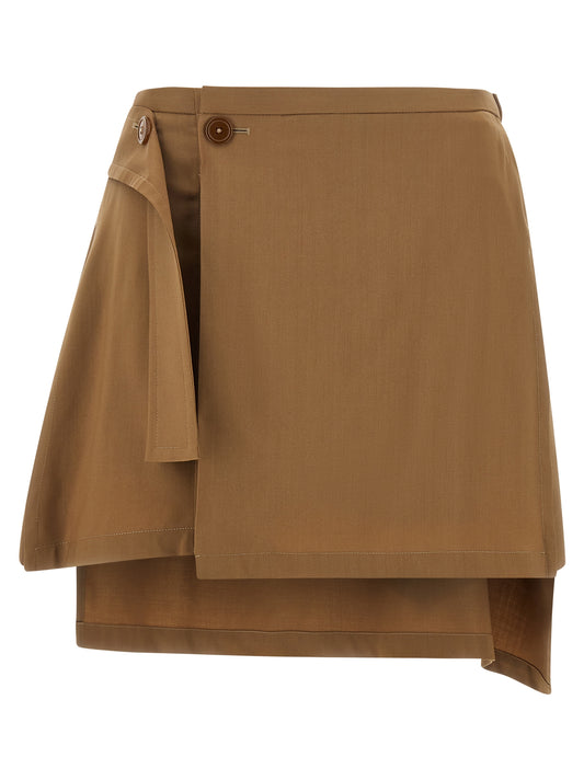 Brown Virgin Wool Long Skirt
