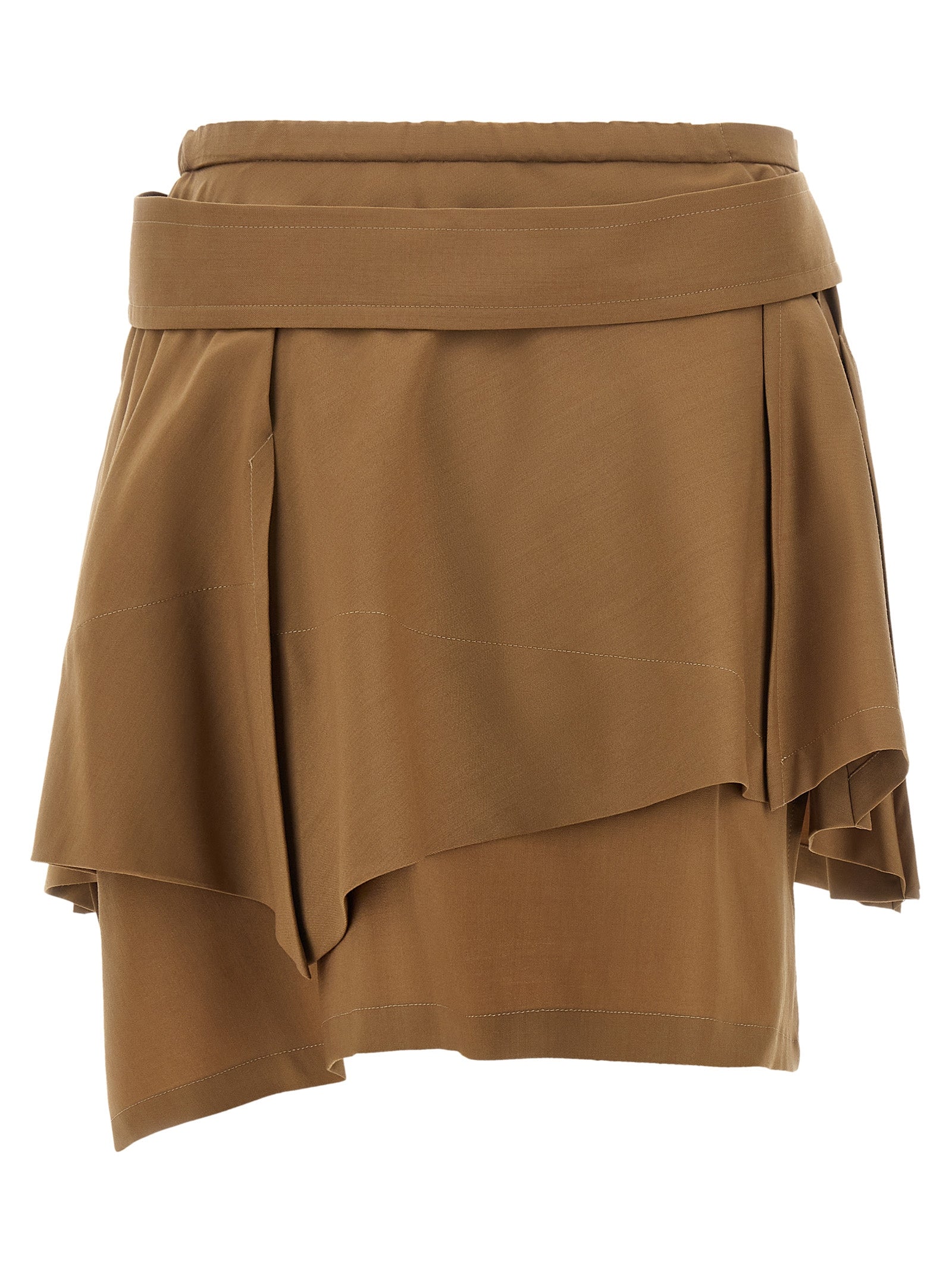Brown Virgin Wool Long Skirt