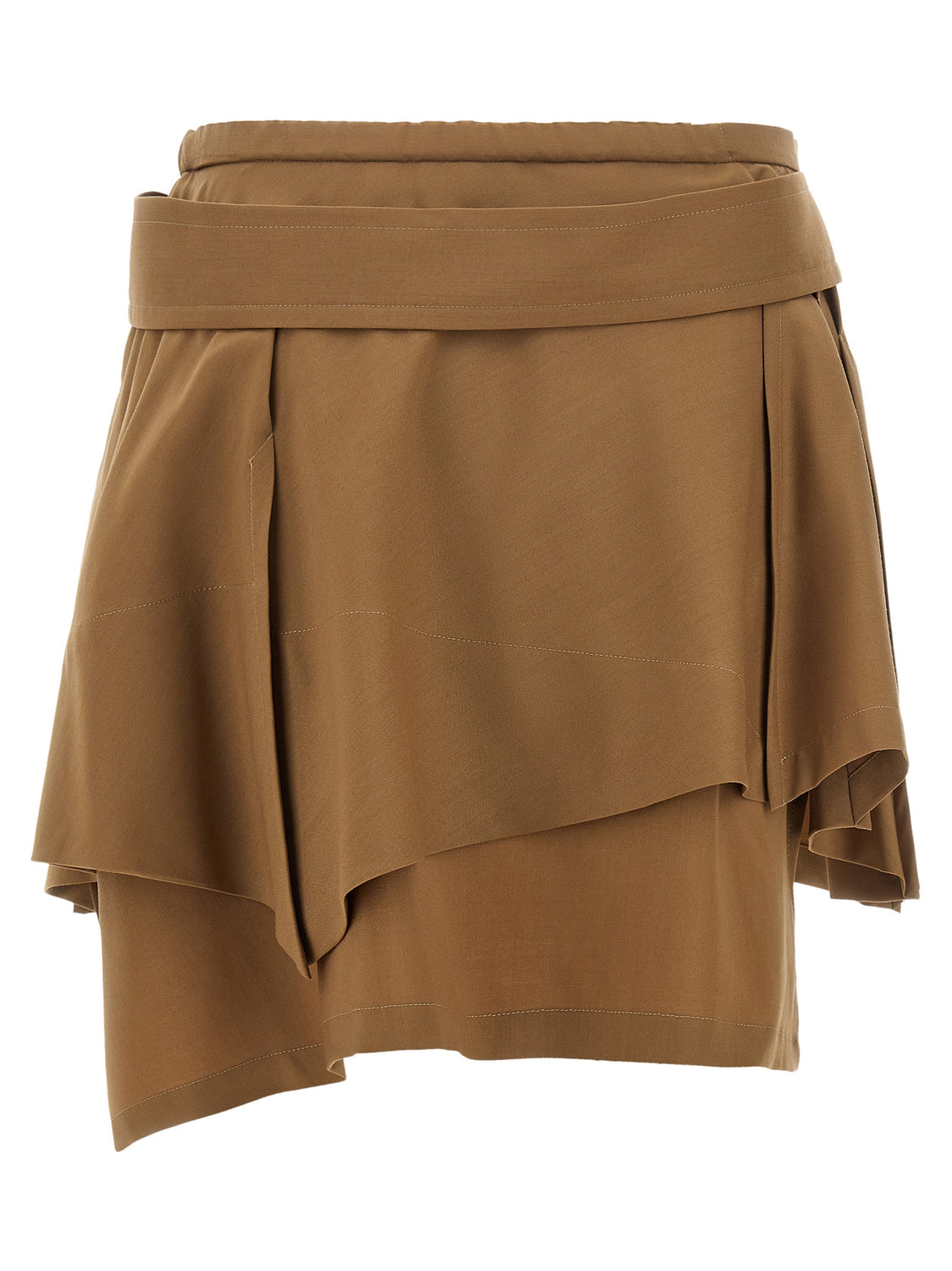 Brown Virgin Wool Long Skirt