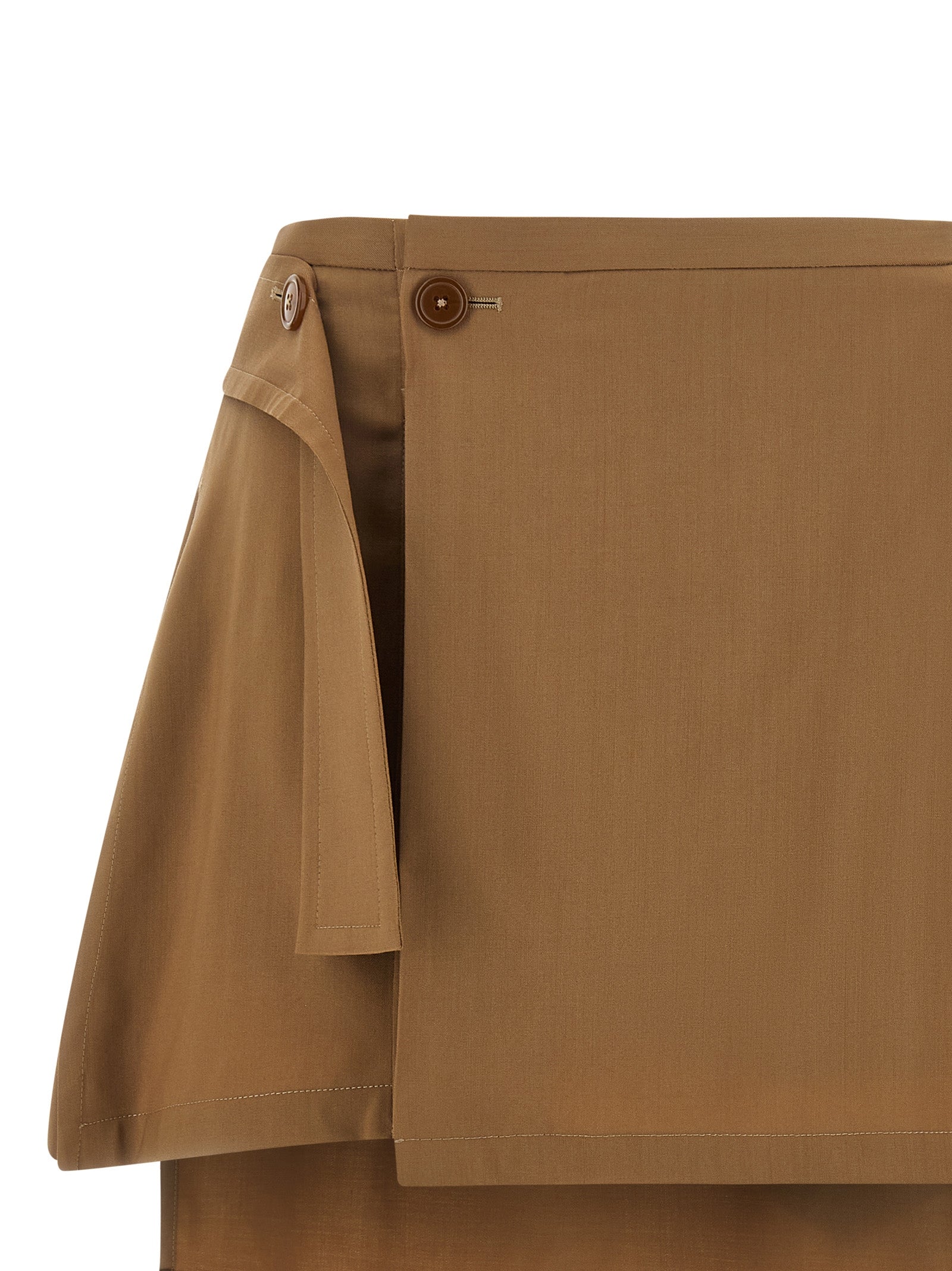 Brown Virgin Wool Long Skirt