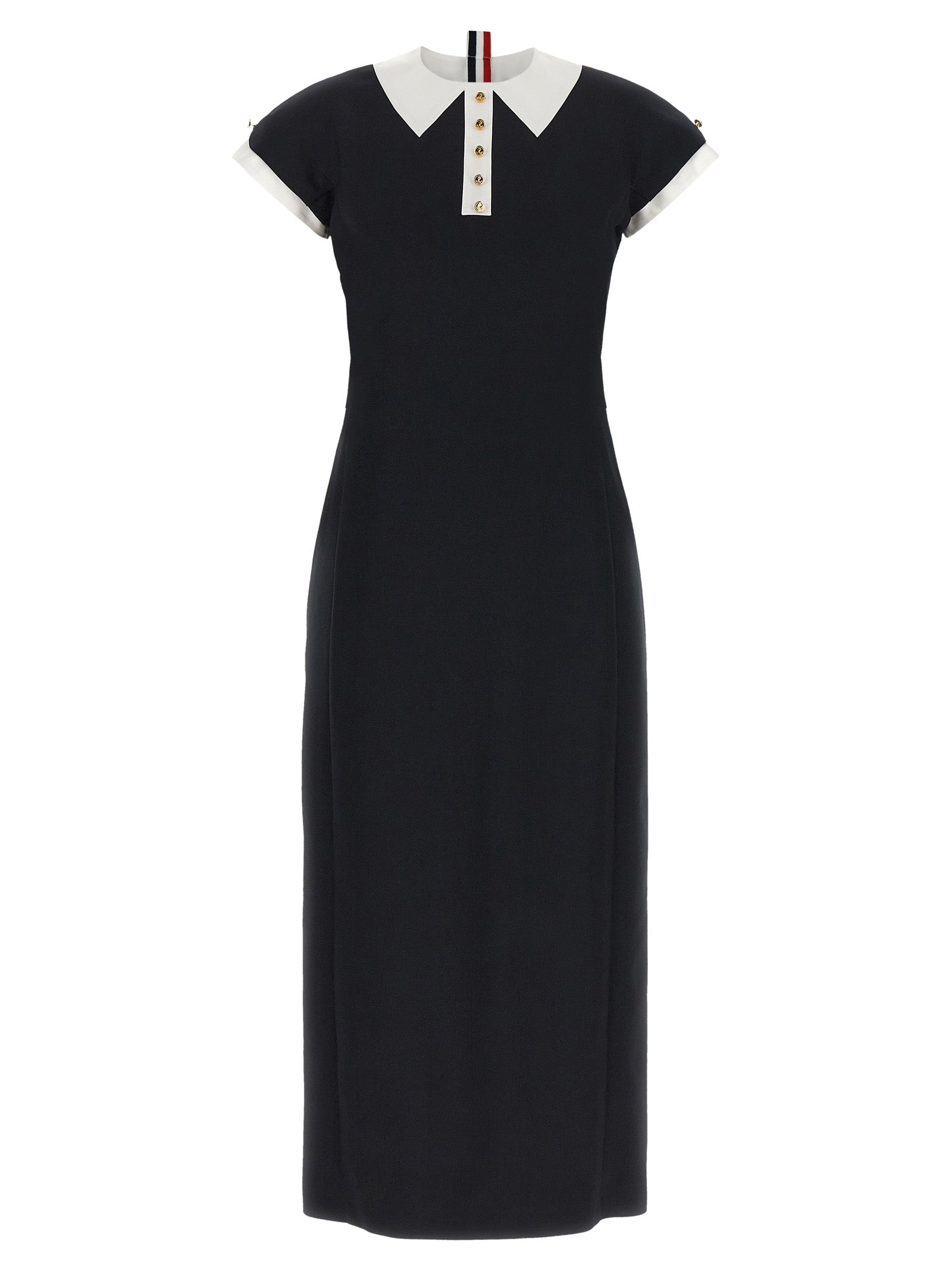 Blue Virgin Wool Midi Dress