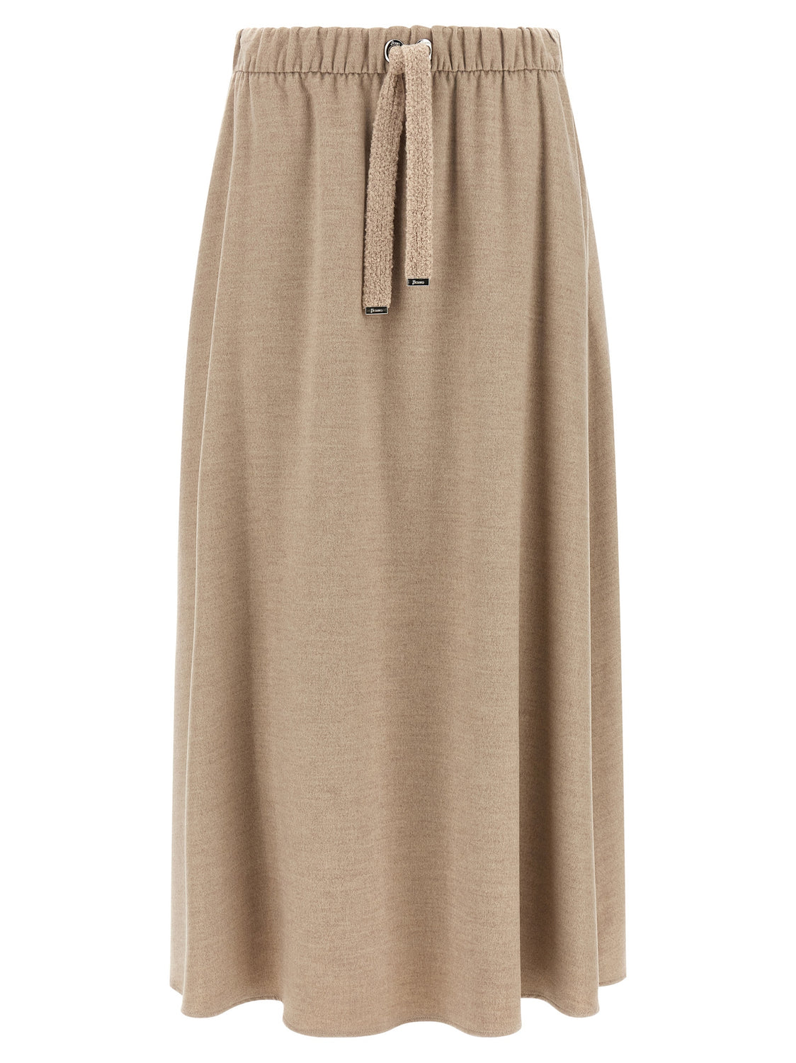 Beige Polyester Midi Skirt