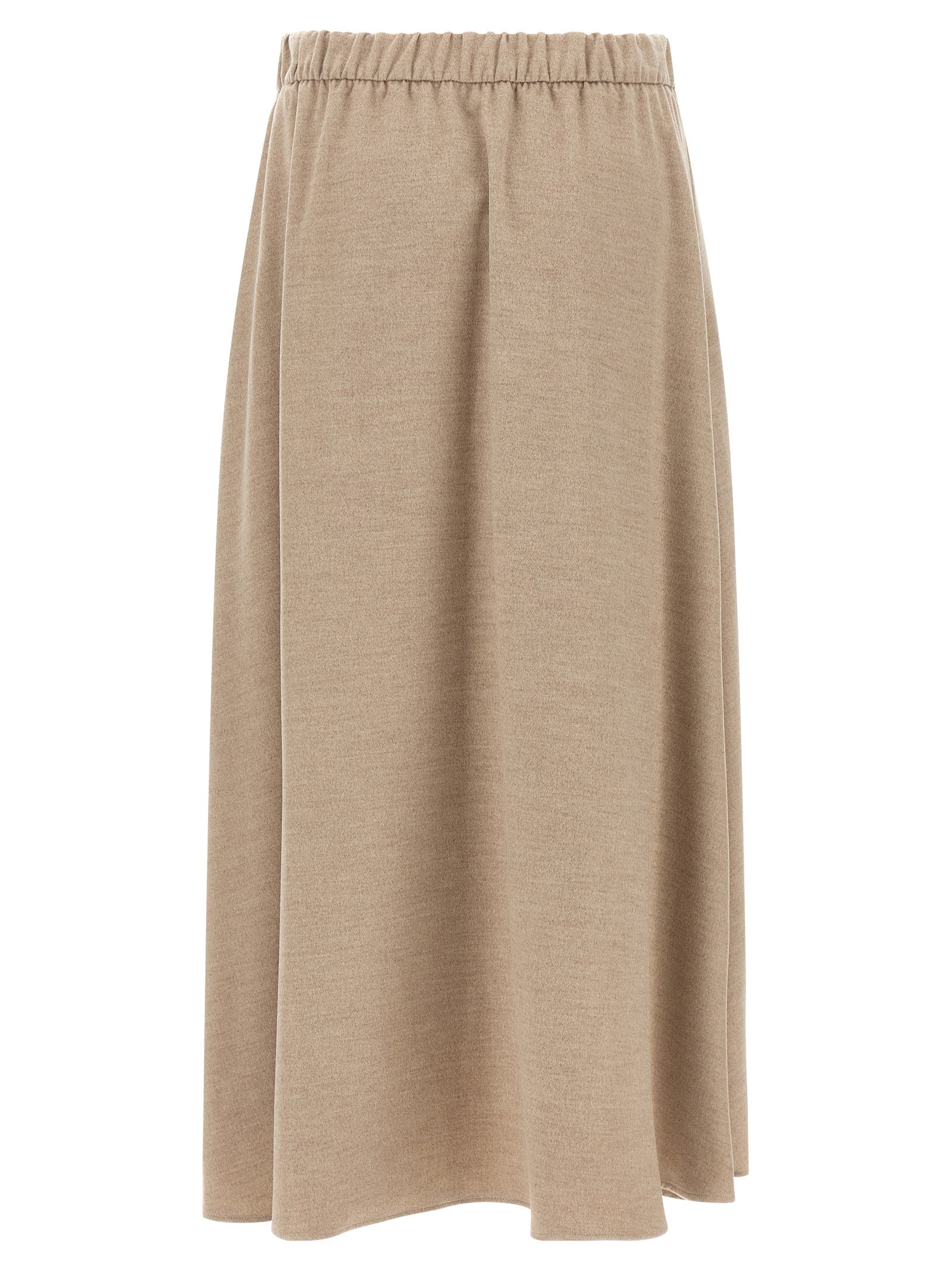 Beige Polyester Midi Skirt