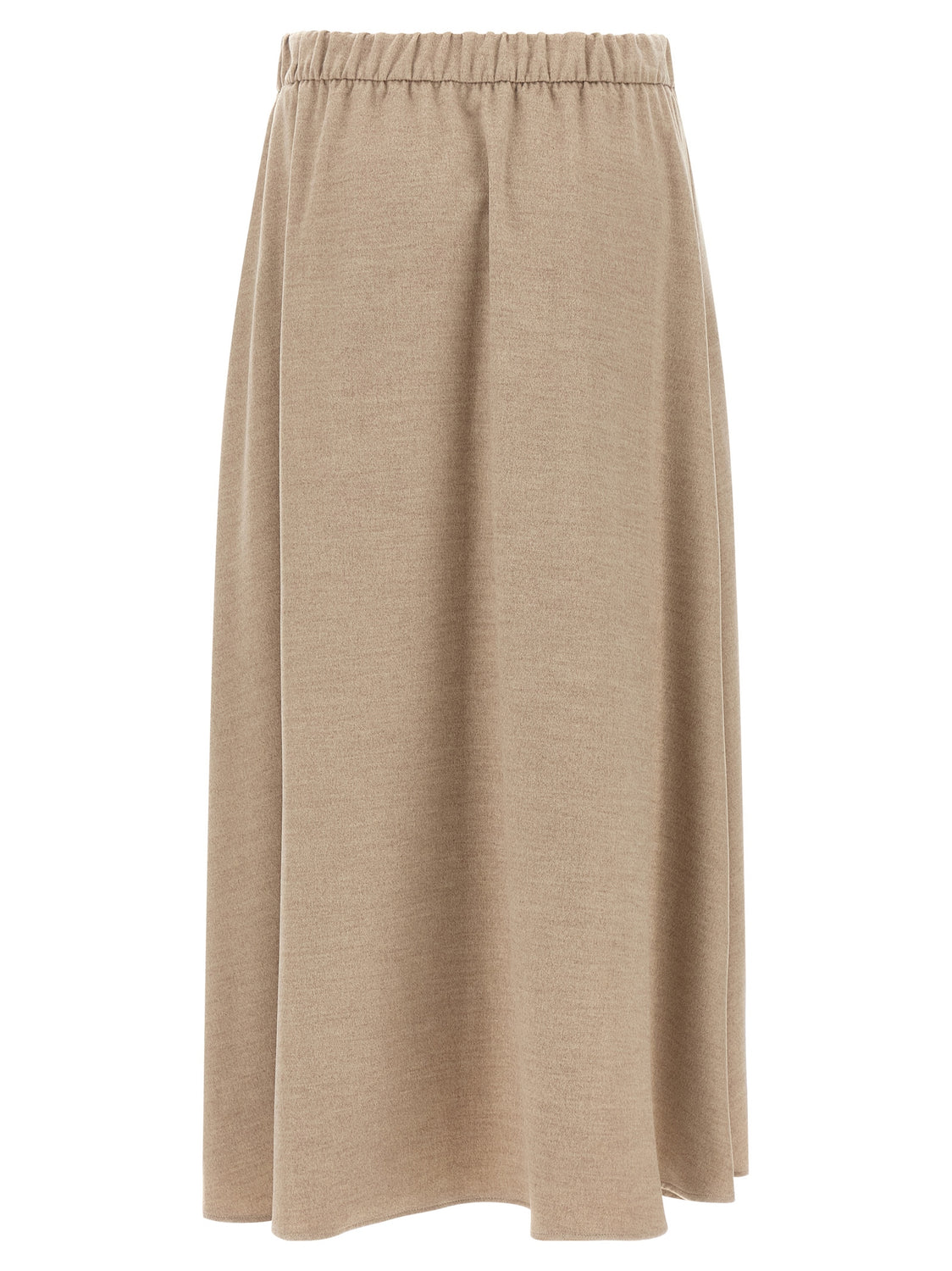 Beige Polyester Midi Skirt