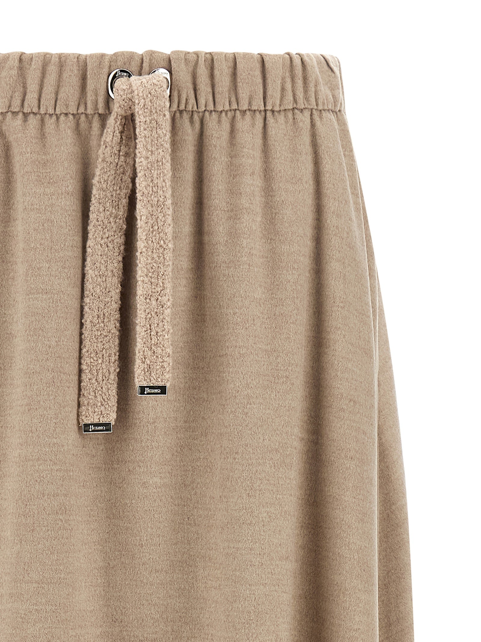 Beige Polyester Midi Skirt