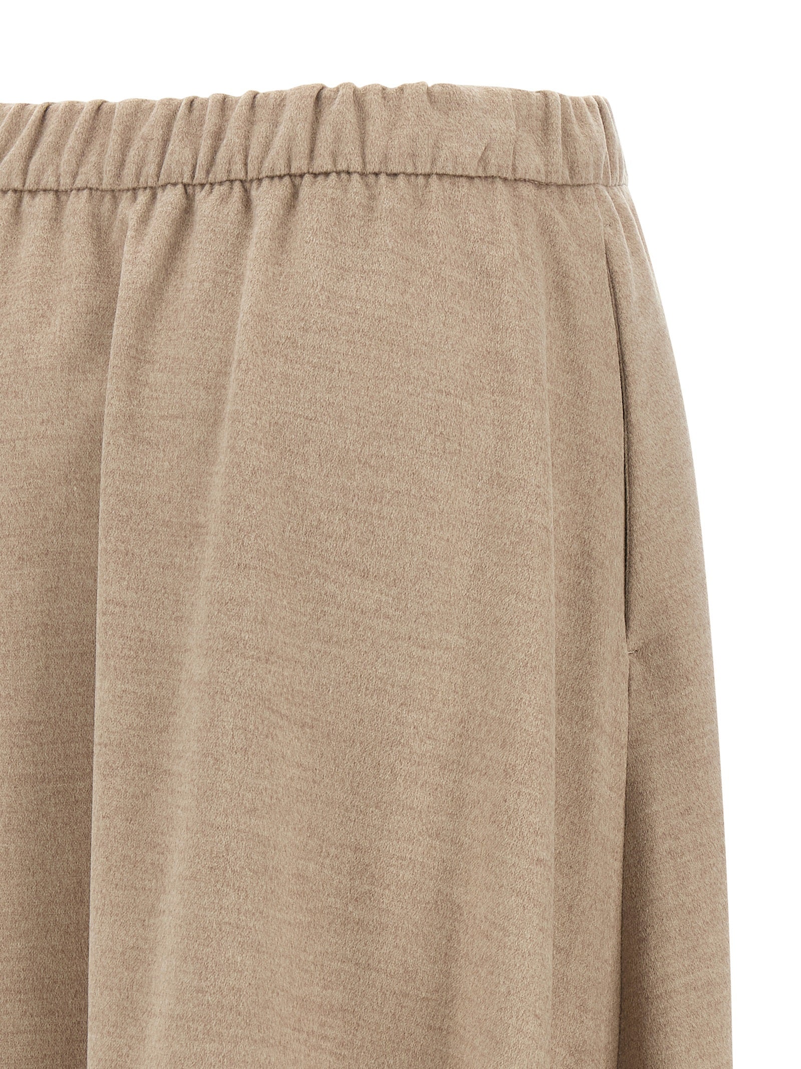Beige Polyester Midi Skirt