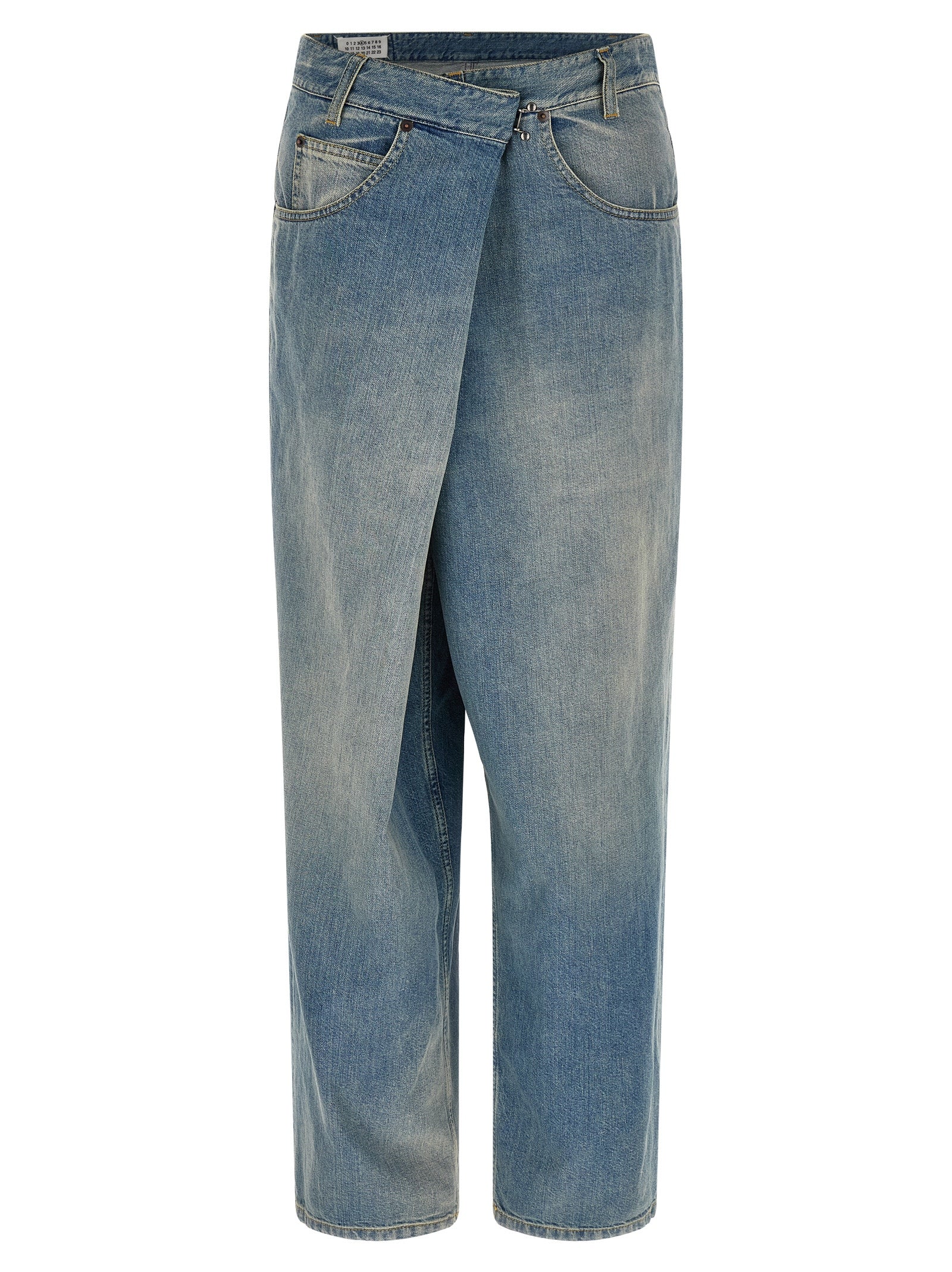Blue Cotton Straight-Leg Jeans