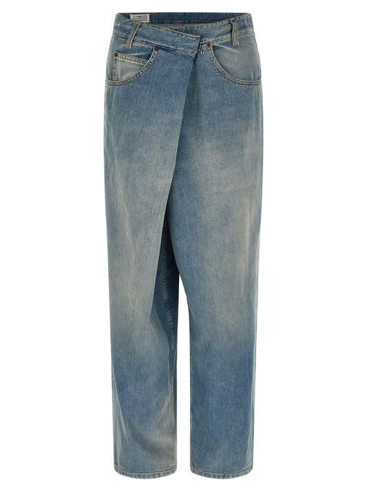 Blue Cotton Straight-Leg Jeans
