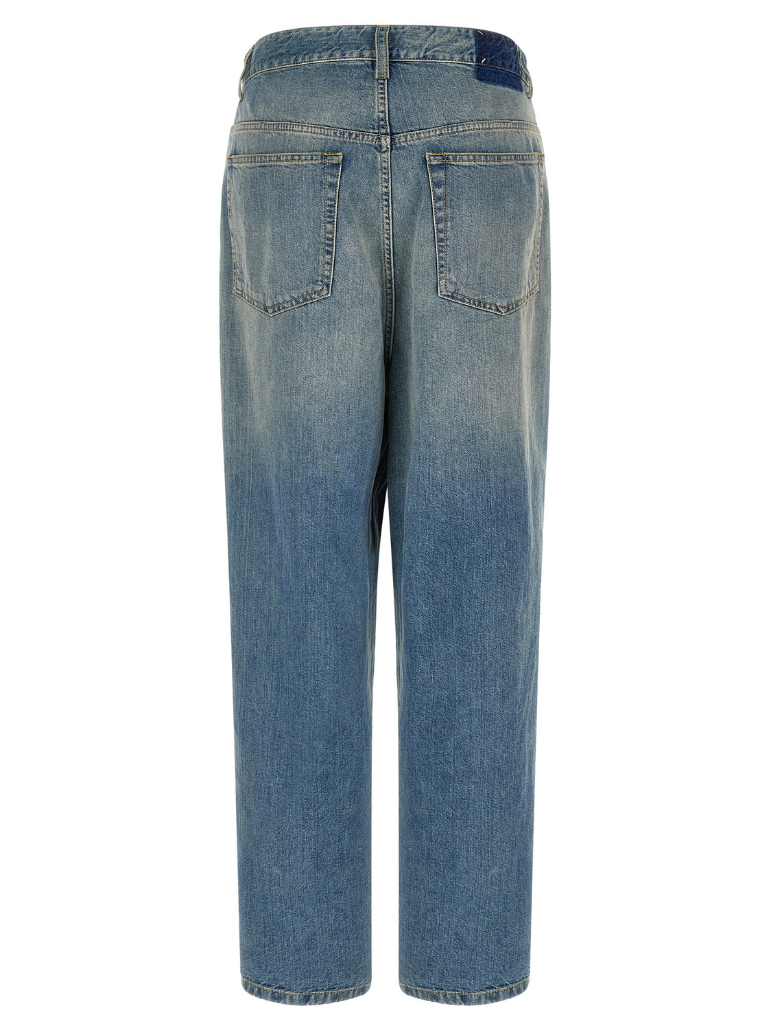 Blue Cotton Straight-Leg Jeans