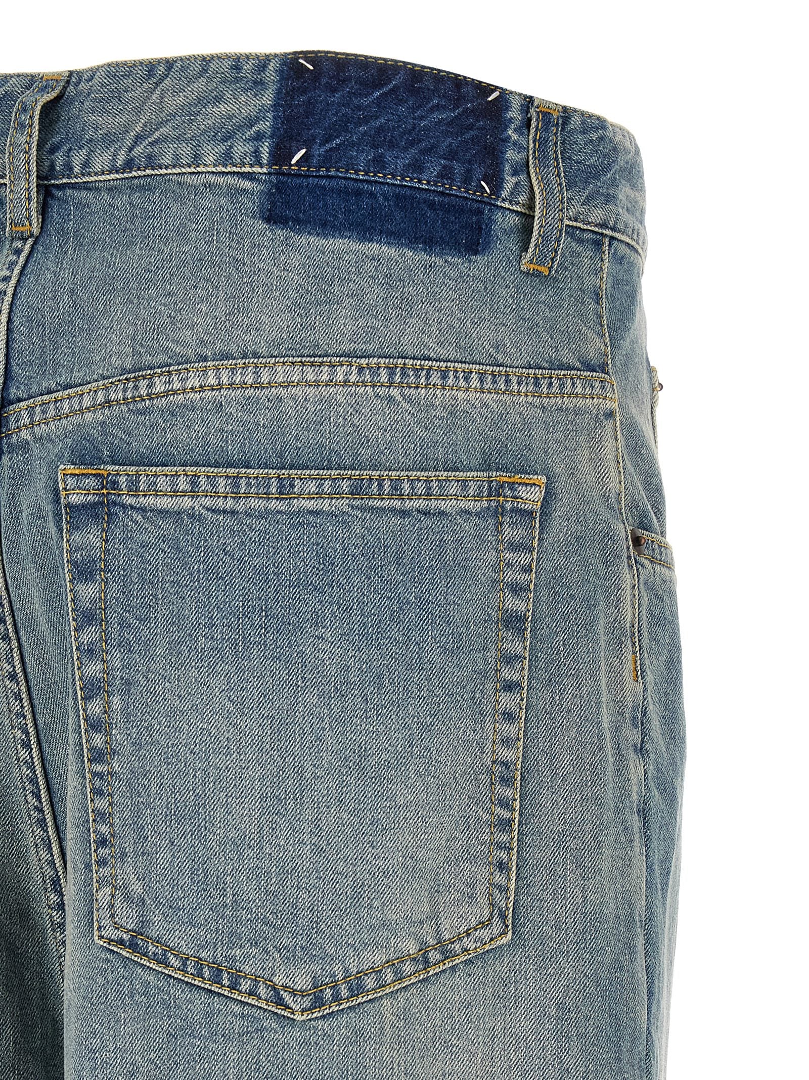 Blue Cotton Straight-Leg Jeans