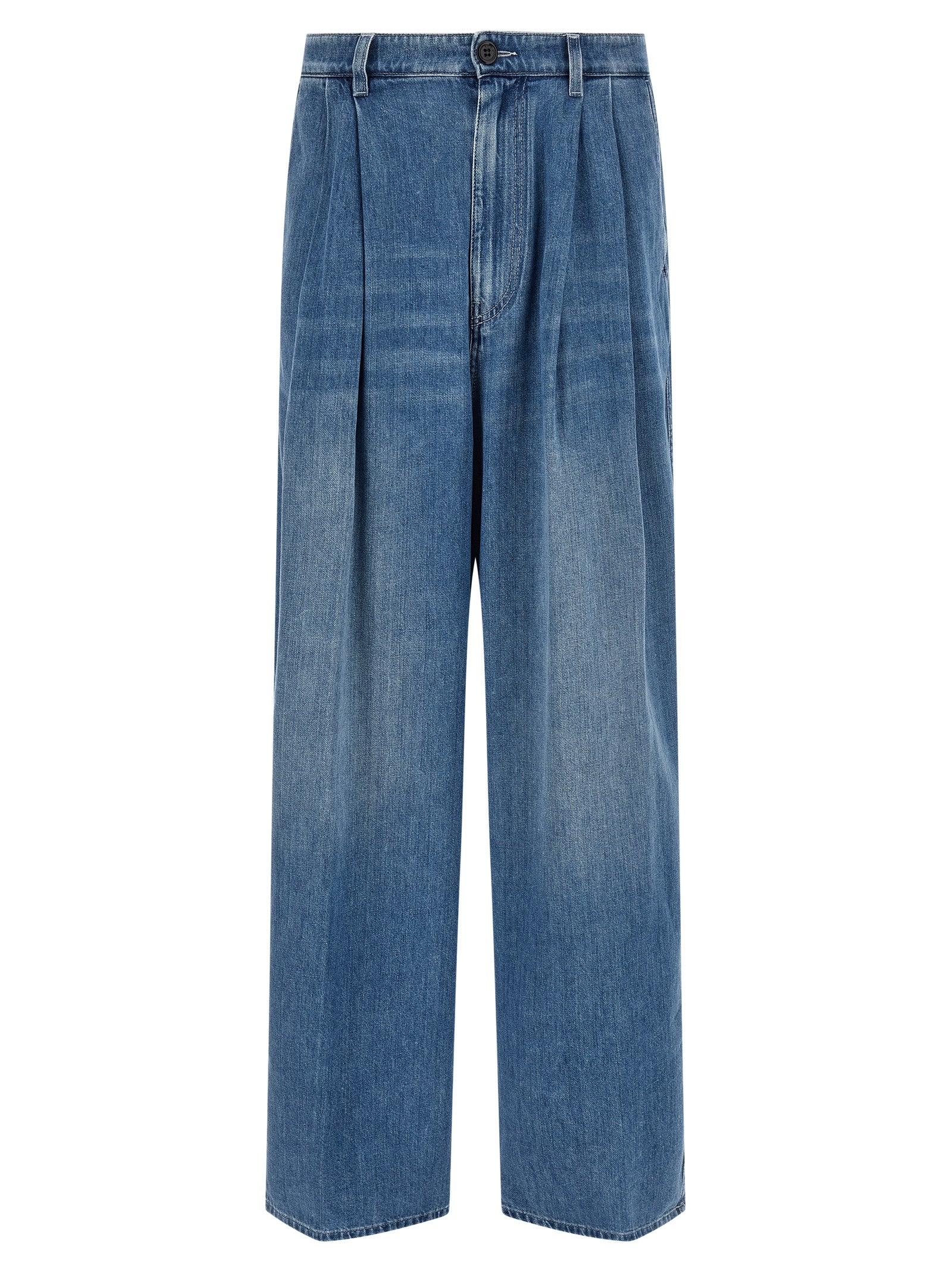 Blue Cotton High-Waisted Jean