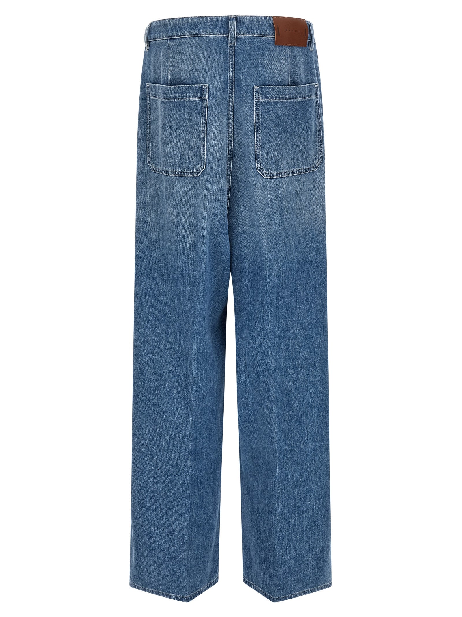 Blue Cotton High-Waisted Jean