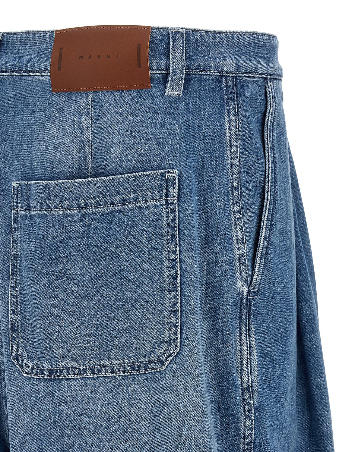 Blue Cotton High-Waisted Jean
