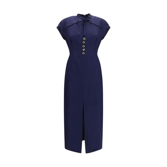 Blue Silk Casual Dress