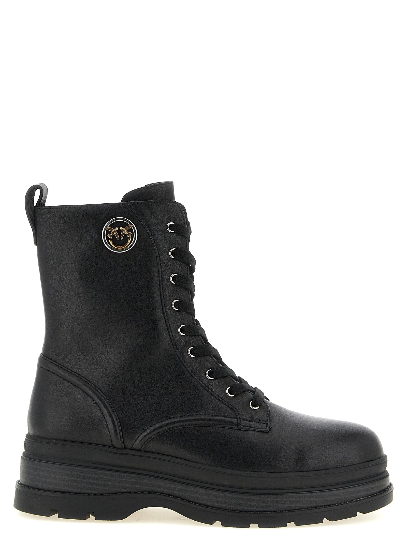 Black Cowhide Lace-Up Boots