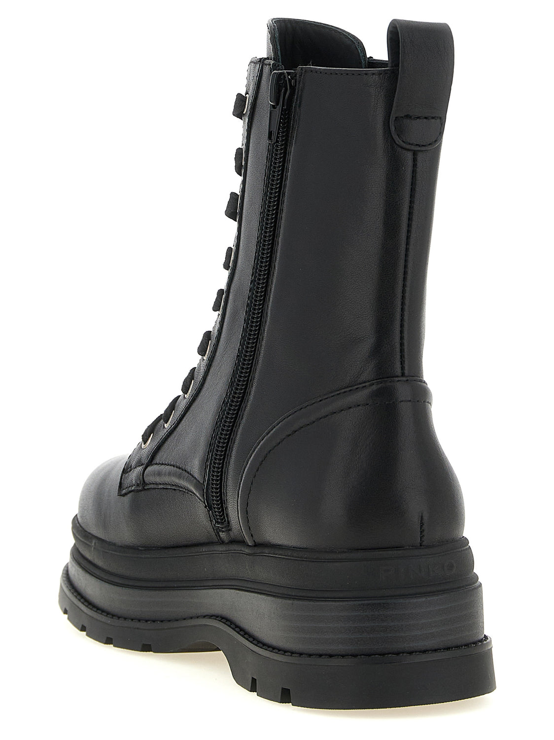 Black Cowhide Lace-Up Boots